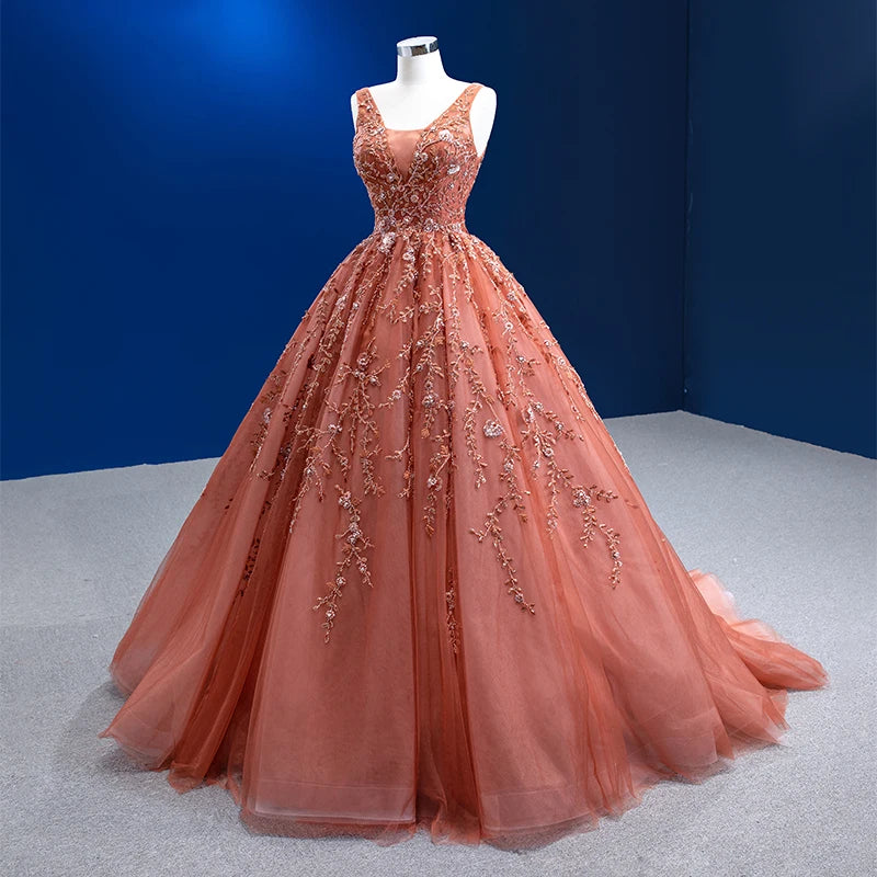 Jancember 222195 Elegant Sleeveless Appliques Evening Dress for Women