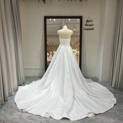 Jancember RL153 Sexy Sweetheart Sleeveless Ruched Chapel Train Backless Wedding Dress