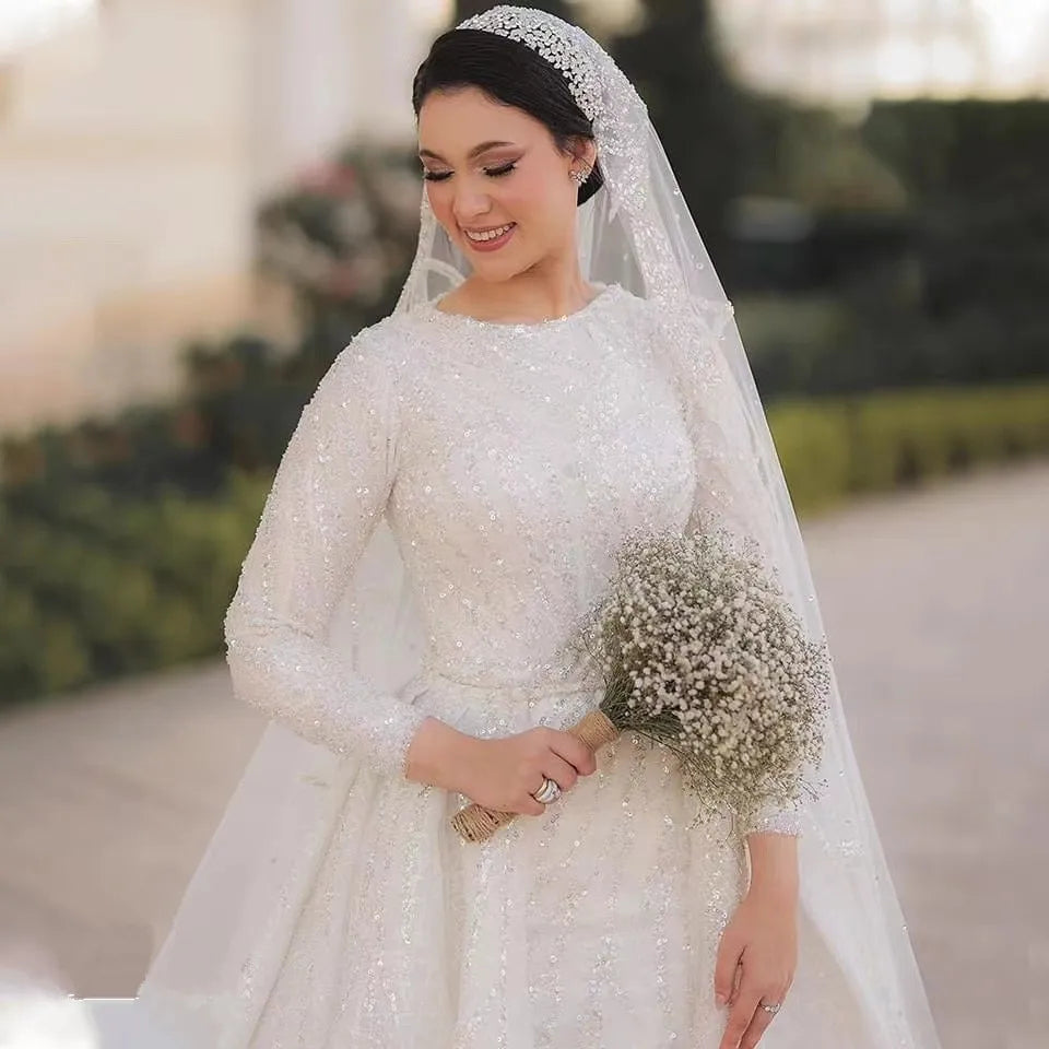 China Manufacturer Muslim Wedding Dress Bridal Gowns Wedding Dress for Muslims Women Muslim Saudi Arabia Wedding Dress