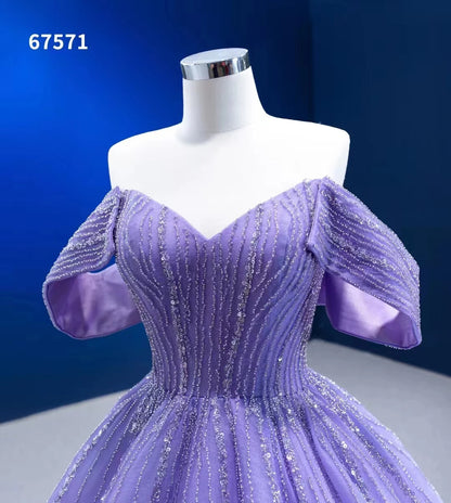 Feishiluo Luxury Evening Ball Gown Wholesale Modern Detachable Off-Shoulder Dress for Women Purple Prom Gown