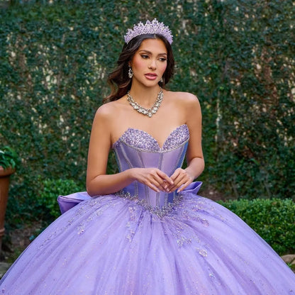 Lavender 2025 Ball Gown Lace Applique Beaded Mexican Sweet 16 Vestidos De 15 Anos Customized Quinceanera Dress MQ622