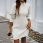 Bestseller Women's Clothing Cross-Border 2024 Autumn Winter Elegant Style Turtleneck Hip-Wrapped Sweater Dress