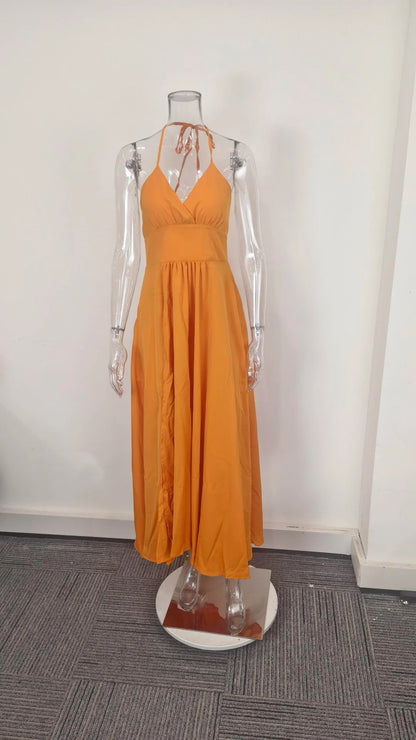 Cross-border  Spring New European American Women's Fashion Solid Color Chiffon Anti-Static Sexy Slim Split Ear Side Long