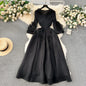 Plus Loose Size Temperament Embroidered Close Edge Round Neck Long Sleeve Party Bouncing Casual Dress
