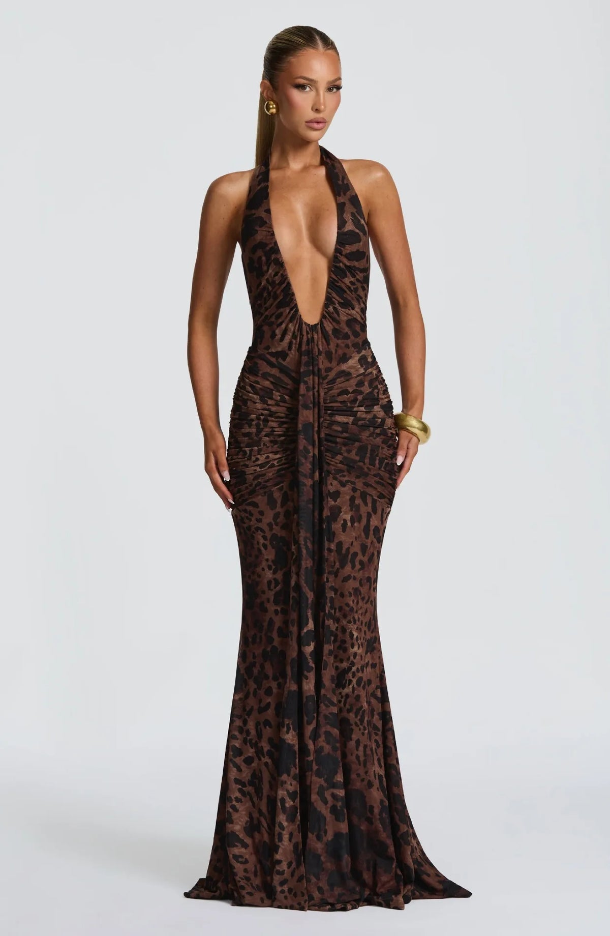 2026 Fashion Summer Women Halter Deep V-Neck Backless Solid Casual Maxi 100% Polyester Crystal Vacation Dresses