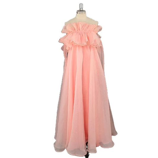 8792# REAL PHOTO Simple Strapless Candy Color Lace Ruffle Wedding Dress Elegant Even Skirt for Pregnant Women A-line Bridal Gown