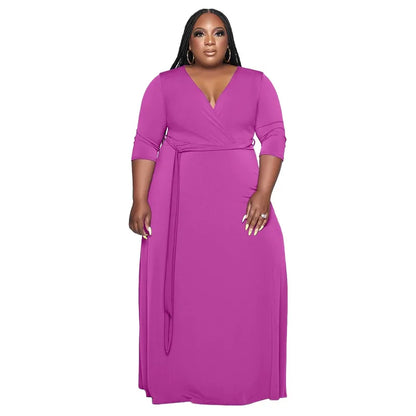 2022 New Arrival Women's Clothing With Belt Solid Color Fashion Long Dresses Women Plus Size Womens Dresses