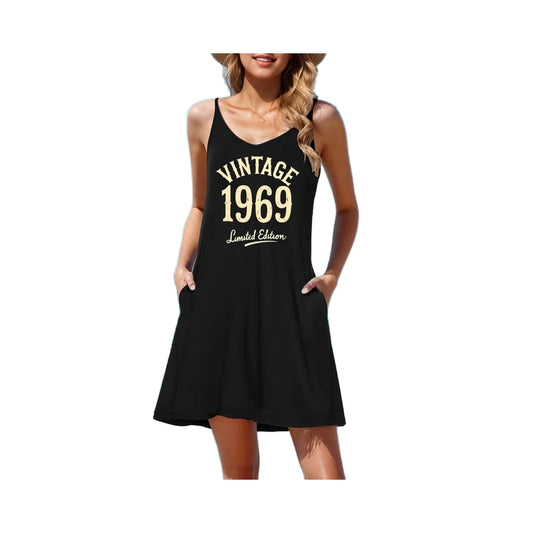 Women's U-Neck Strap Loose Waist Knee-Length A-Line Breathable Soft Polyester Spandex Blend Letter Print Personalized Dress