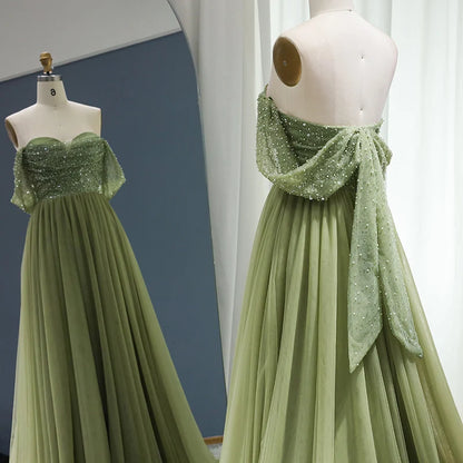 Jancember LSCZ93 Elegant Plus Size Beading Organza Party Gown Evening Dress for Women