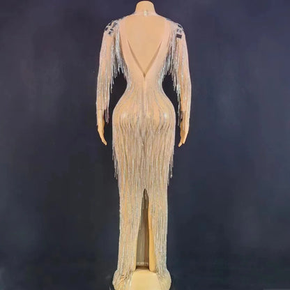 AD1742 Kimshein Luxury Evening Dresses Crystal Long Dress Handmade Dresses Women Lady Elegant Crystal