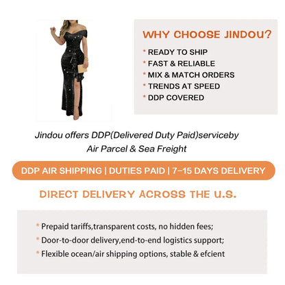 2026 Women's Sexy Off-shoulder  Asymmetric Glittered and Beaded Evening Dress