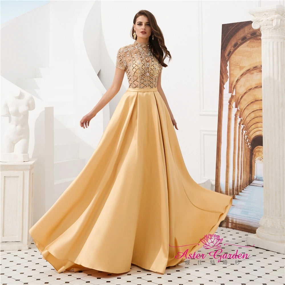A-Line Wedding Beading Pearls Party Dresses 2023 New Floor Length Bridal Evening Gowns Stain Prom Dresses Party Evening Dress