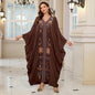 Beach Abaya in Rayon with Gold Embroidery and Batwing Sleeves for Vacation Available on for (24 Colors) L4125