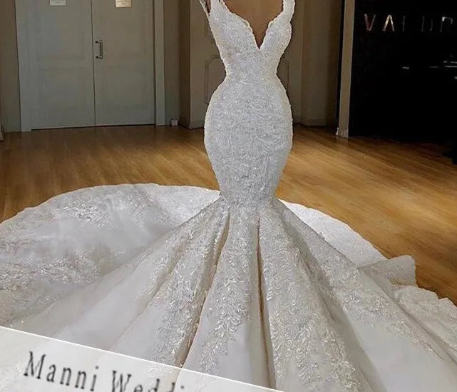 S1233Q     2026    New Hot Selling V-neck Sexy Waist Fishtail Temperament High-quality Trailing Wedding Dress