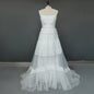 #1247 Spaghetti Straps Soft Lace Sleeveless Sweep Train A-Line Bohemian Beach Backless Wedding Dress Bridal Gowns Evening Dress