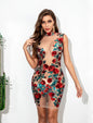 Trendy Women's Midi Bodycon Dress Floral Sequin Lace Sexy Night Club Summer See-Through Transparent Mesh Natural Washable