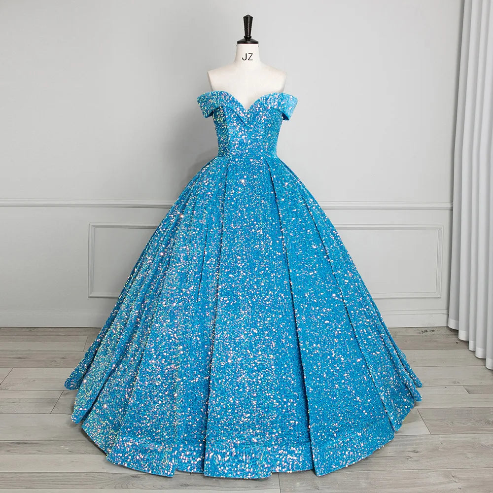 Elegant Modern One-Shoulder Bridal Wedding Dress Lace-up Tutu Skirt Adults Sleeveless Ball Gown Color Changing Sequin Prom Gown