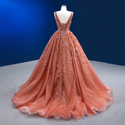 Jancember 222195 Elegant Sleeveless Appliques Evening Dress for Women