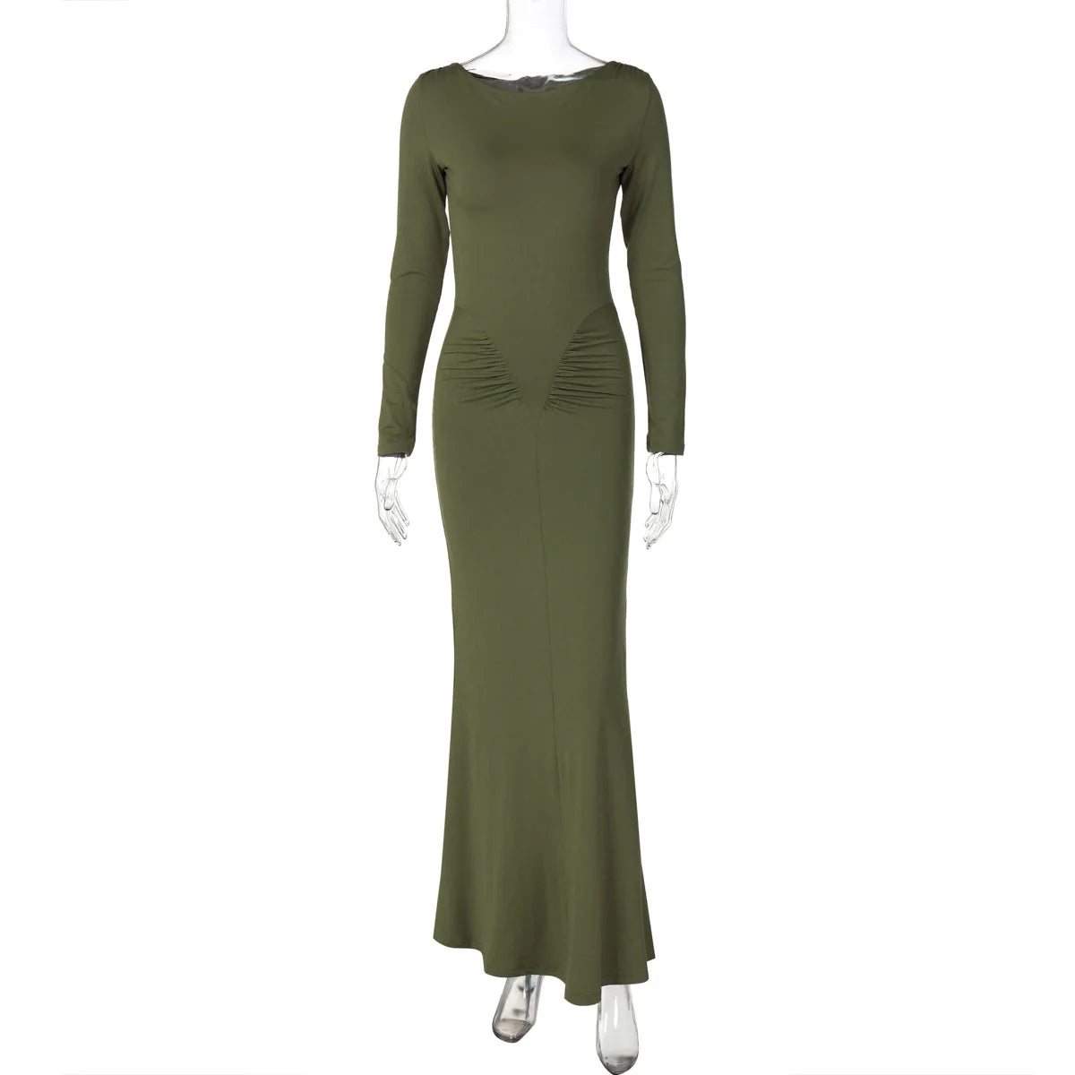 Hot Sale 2025 Summer Slim Fit Long Sleeve Dress Women Casual Round Neck Ruffles Dress Wholesale