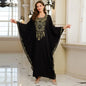 Beach Abaya in Rayon with Gold Embroidery and Batwing Sleeves for Vacation Available on for (24 Colors) L4125