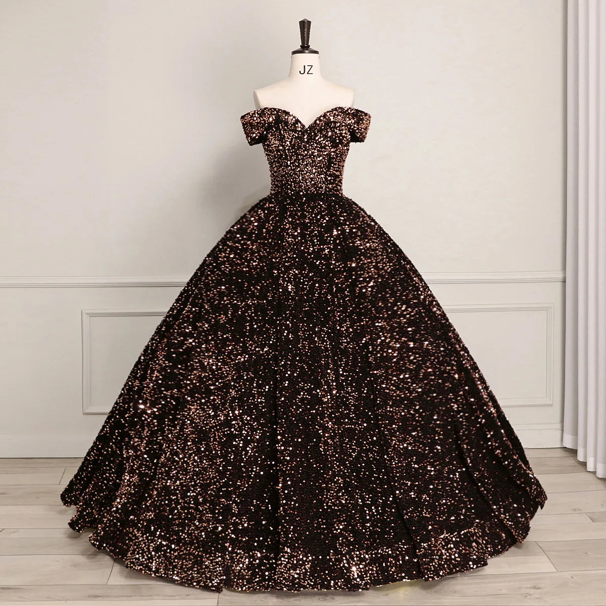 Elegant Modern One-Shoulder Bridal Wedding Dress Lace-up Tutu Skirt Adults Sleeveless Ball Gown Color Changing Sequin Prom Gown