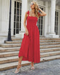 Summer Rayon Women Dress Dot Printing Elegant Dresses Smocking Backless Spaghetti Strap Dress