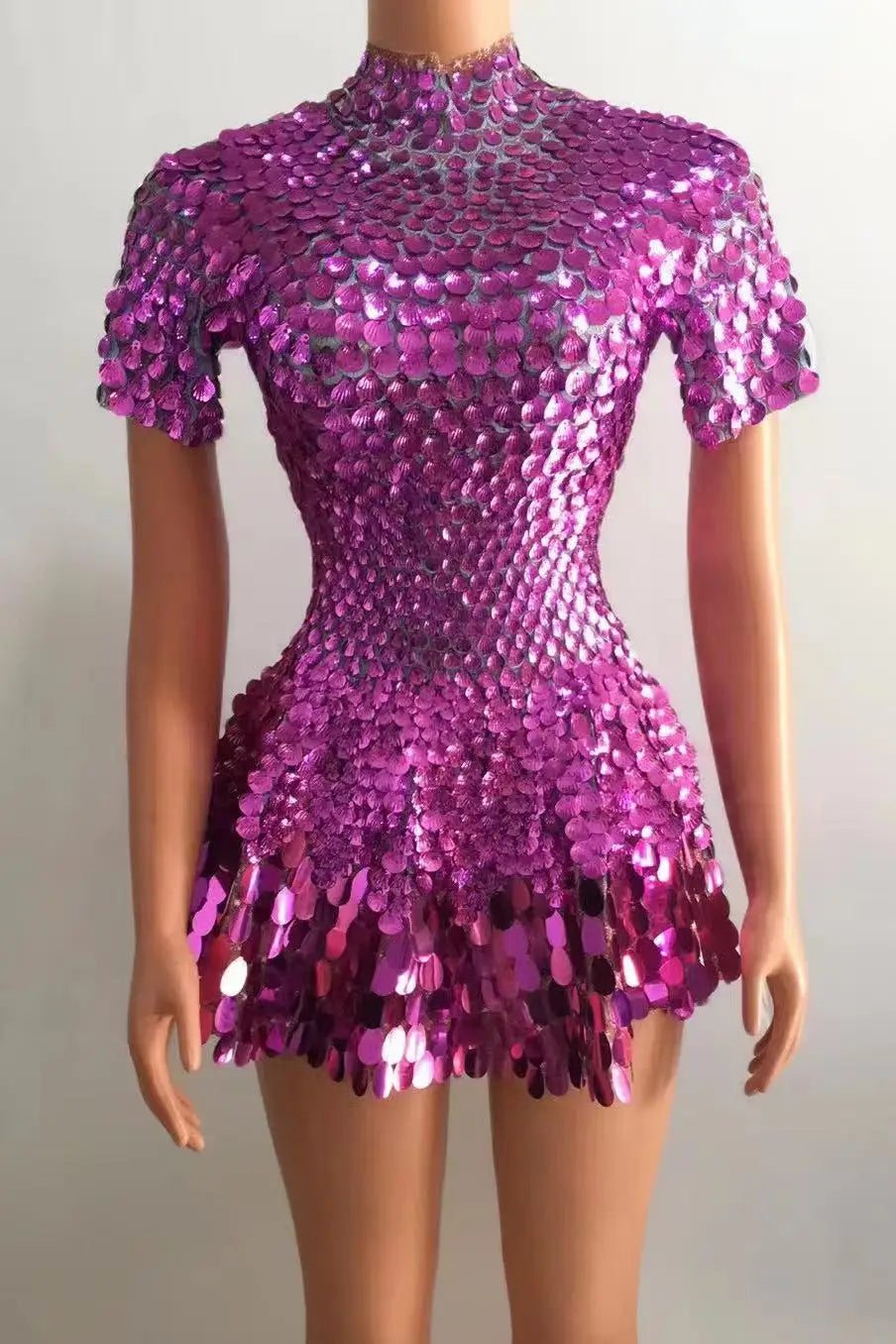 Sparkly a Line Glitter Sequins Birthday Party Gowns Short Prom Dress Dancer Stage Performance Costume Women Sexy Mini Club Dress