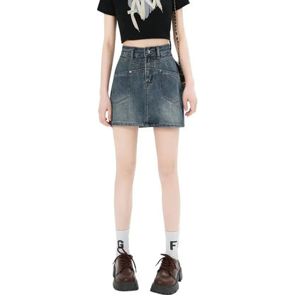 Women's High-Waisted Pencil A-Line Casual Slim Academy Style Skirt with Printed Breathable Gym Shorts Pattern Personality Pocket