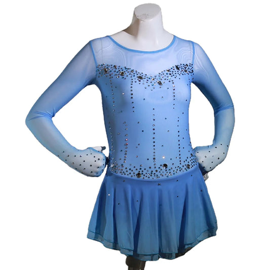 For LIUHUO Girls Kids Pink Performance Wear Ice Skating Dress with Short Sleeves for Competition Belly Dance Dress