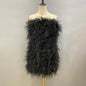 Long Pink Wrap Feather Fur Dress Party Ostrich Feather Dress for Ladies