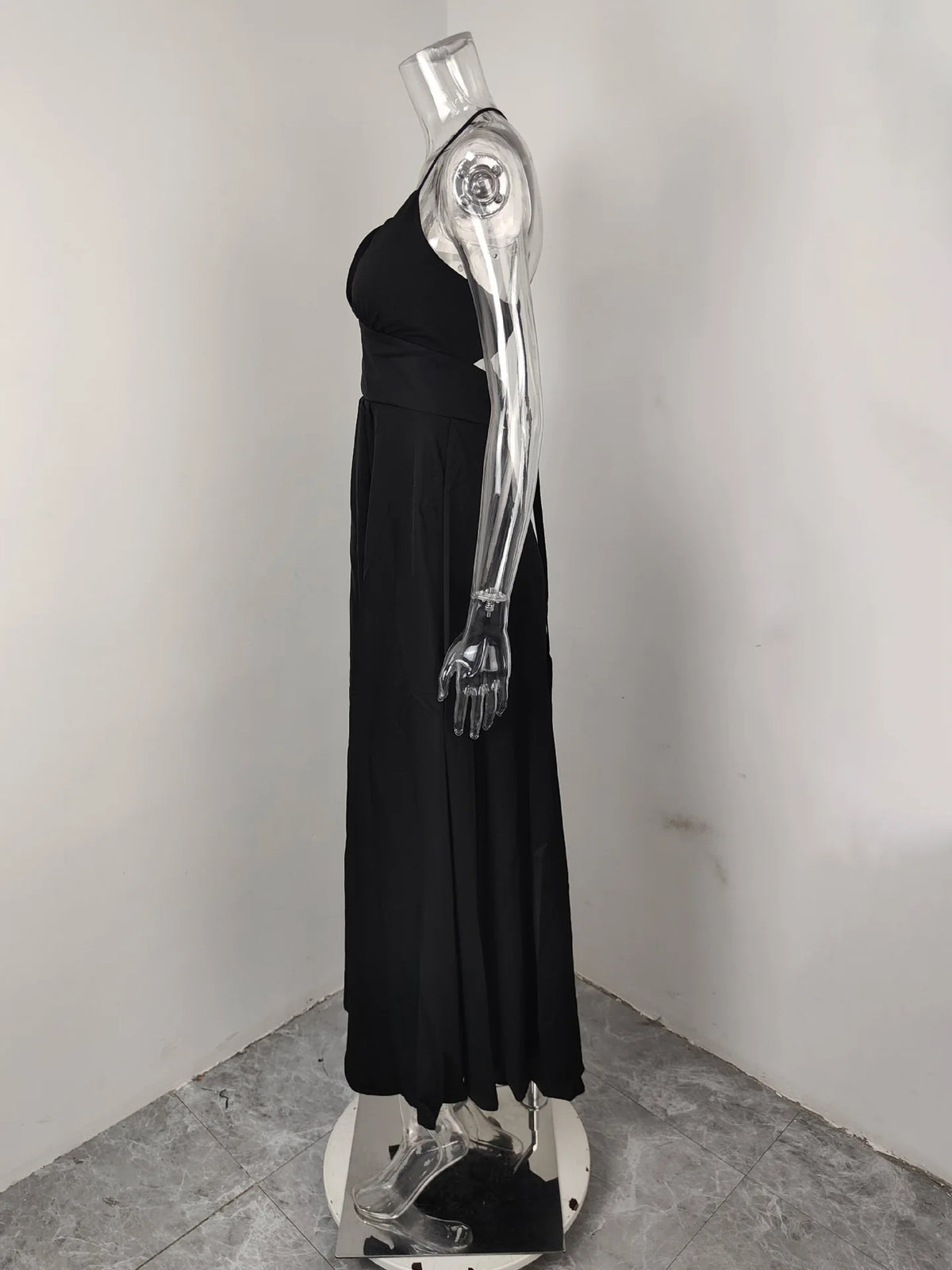 Cross-border  Spring New European American Women's Fashion Solid Color Chiffon Anti-Static Sexy Slim Split Ear Side Long