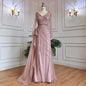 Feishiluo  Luxurious Split Mermaid Evening Dress  Sexy V-neck  Handmade Beaded Prom Dress