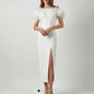 New Multicolor Simple Sleeveless Split Front Sheath Evening Dress With Feathers Prom Party Dress for Plus Size Women Custom Made