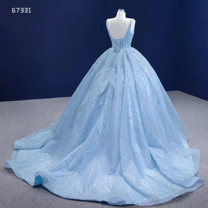 Feishiluo  Luxury Wedding Dresses Blue Bridal Ball Gown Bling Bead Lace Ball Gowns for Women Fashion  Dress Custom Made