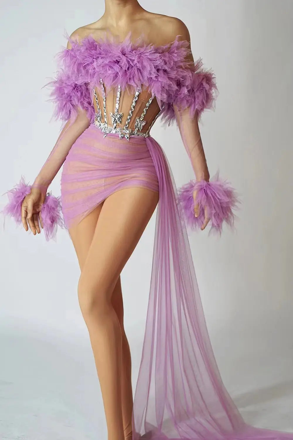 Vestidos Mujer Sexy See Through Mesh Ruffles Strapless Short Birthday Prom Dress Lady Women Elegant Formal Party Evening Dresses