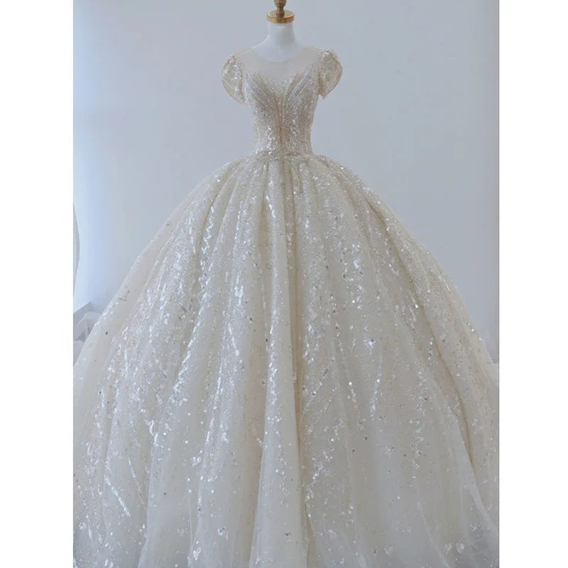 S0156H     New 2025 Latest Design Women Tulle Beading High-end Temperament Bride Wedding Dress