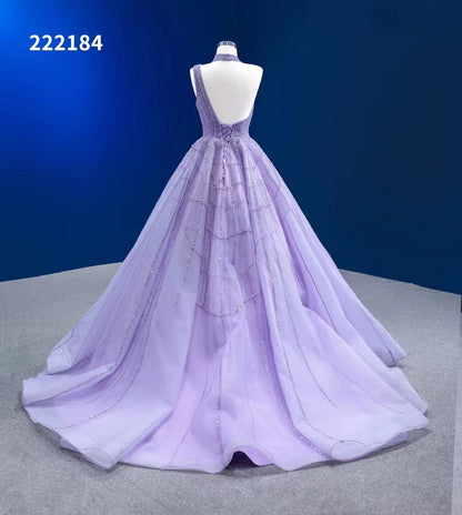 Feishiluo Luxury Evening Ball Gown New Sexy One-Shoulder Dress for Women Modern Style Lace Decoration Purple for Weddings Proms