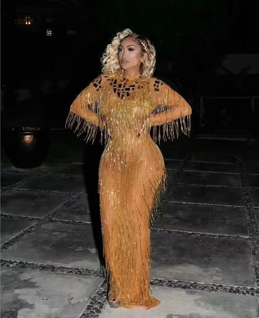 AD1742 Kimshein Luxury Evening Dresses Crystal Long Dress Handmade Dresses Women Lady Elegant Crystal