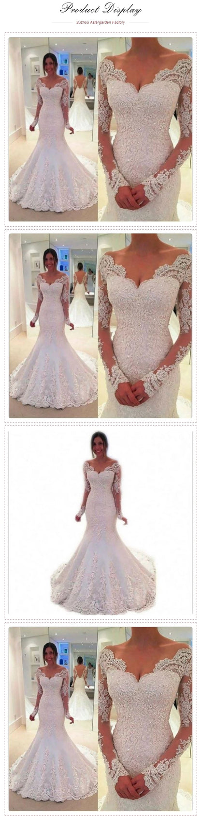 Africa Mermaid Wedding Dresses Bridal Gowns New Design Long Sleeve V Neck Sexy  Slim Fit Bride Wedding Dress 2022