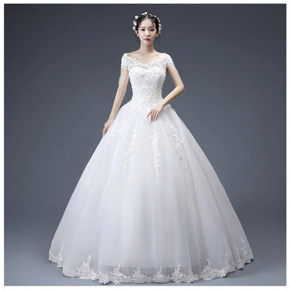 2019 Latest Fashion Design Elegant V Neck Tassel Cap Sleeves Luxury Lace Plus Size Wedding Gown