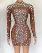 Luxury Transparent High Slit Crystal Club Hip Wrapped Dress Jazz Singer Dance Stage Costume Women Birthday Party Prom Dresses