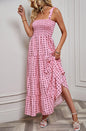 Summer Rayon Women Dress Dot Printing Elegant Dresses Smocking Backless Spaghetti Strap Dress