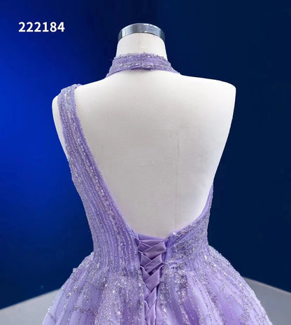 Feishiluo Luxury Evening Ball Gown New Sexy One-Shoulder Dress for Women Modern Style Lace Decoration Purple for Weddings Proms