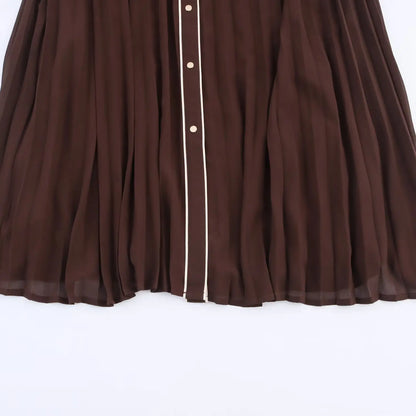 Style Chiffon High Waist Belted Ruched Midi Dress-Fashion Trend Versatile Design