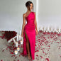 Dropshipping Summer Women's Floor-Length Solid Satin Natural Waist Dress-Breathable Casual Wear