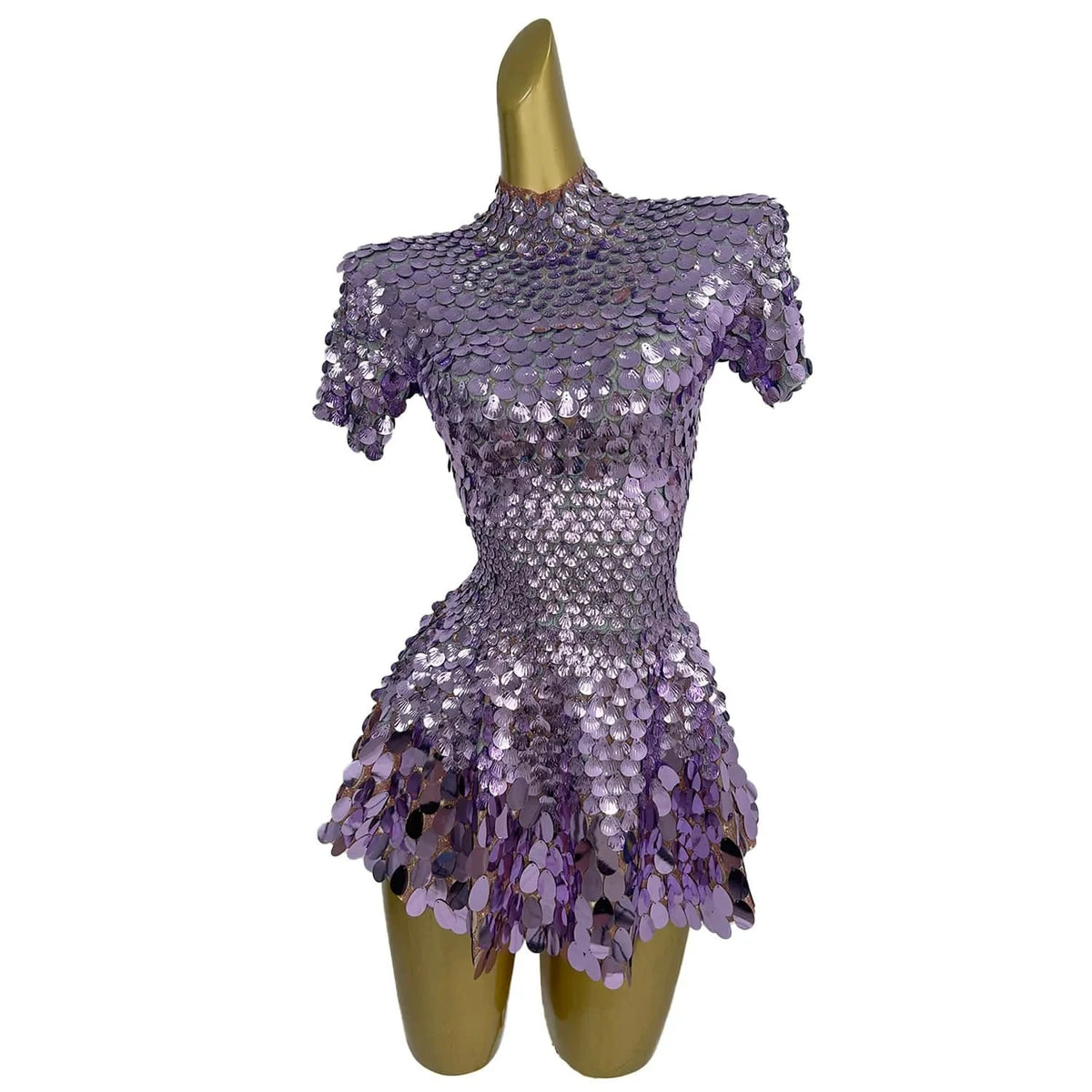 Fashion Short Sleeve Sequin Night Club Party a Line Dress Las Vegas Show Stage Performance Festival Outfit Dancer Costumes