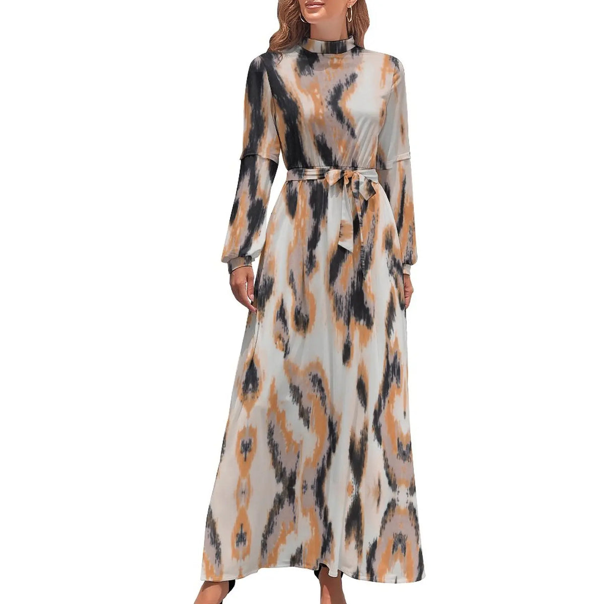Print on Demand Wholesale Long Sleeve Women's Casual Dress Streetwear Floral Printed Elegant Maxi Dress for Woman