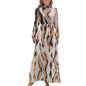 Print on Demand Wholesale Long Sleeve Women's Casual Dress Streetwear Floral Printed Elegant Maxi Dress for Woman