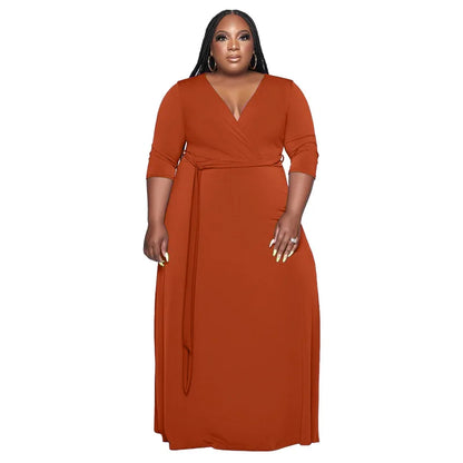 2022 New Arrival Women's Clothing With Belt Solid Color Fashion Long Dresses Women Plus Size Womens Dresses