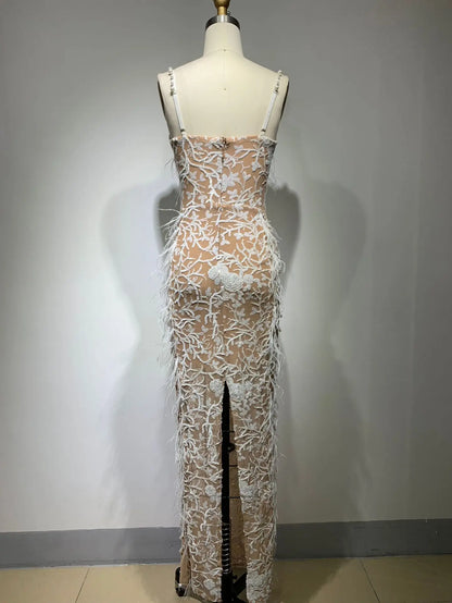 Women Customized Lady Dress Deep V Diamond Waist Sexy Beaded Top Dress Evening Party Vestidos De Club Slip Dresses